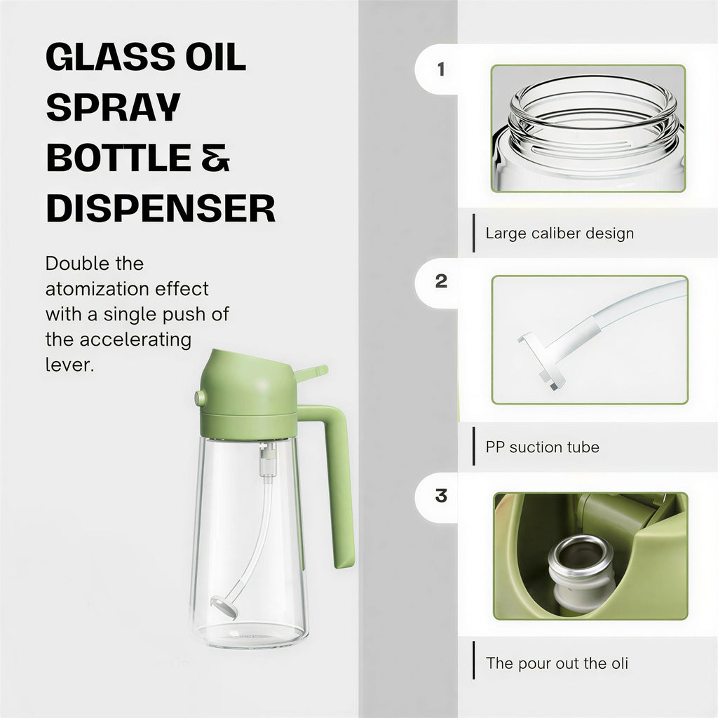 Sprayable and Pourable Oil Dispenser Bottle